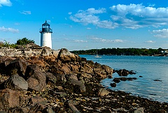 Fort Pickering Lighthouse Tower Along Rocky Shoreline